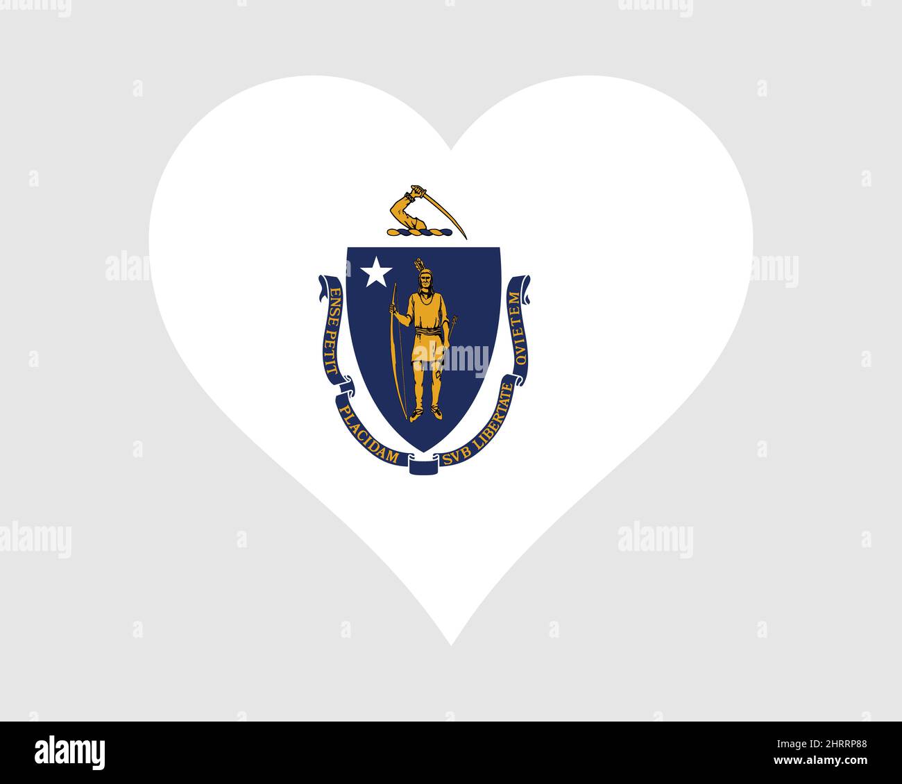 Massachusetts États-Unis Heart Flag. DRAPEAU d'état MA US Love Shape. L'état de la baie États-Unis d'Amérique bannière icône symbole Clipart. Vecteur EPS illustré Illustration de Vecteur