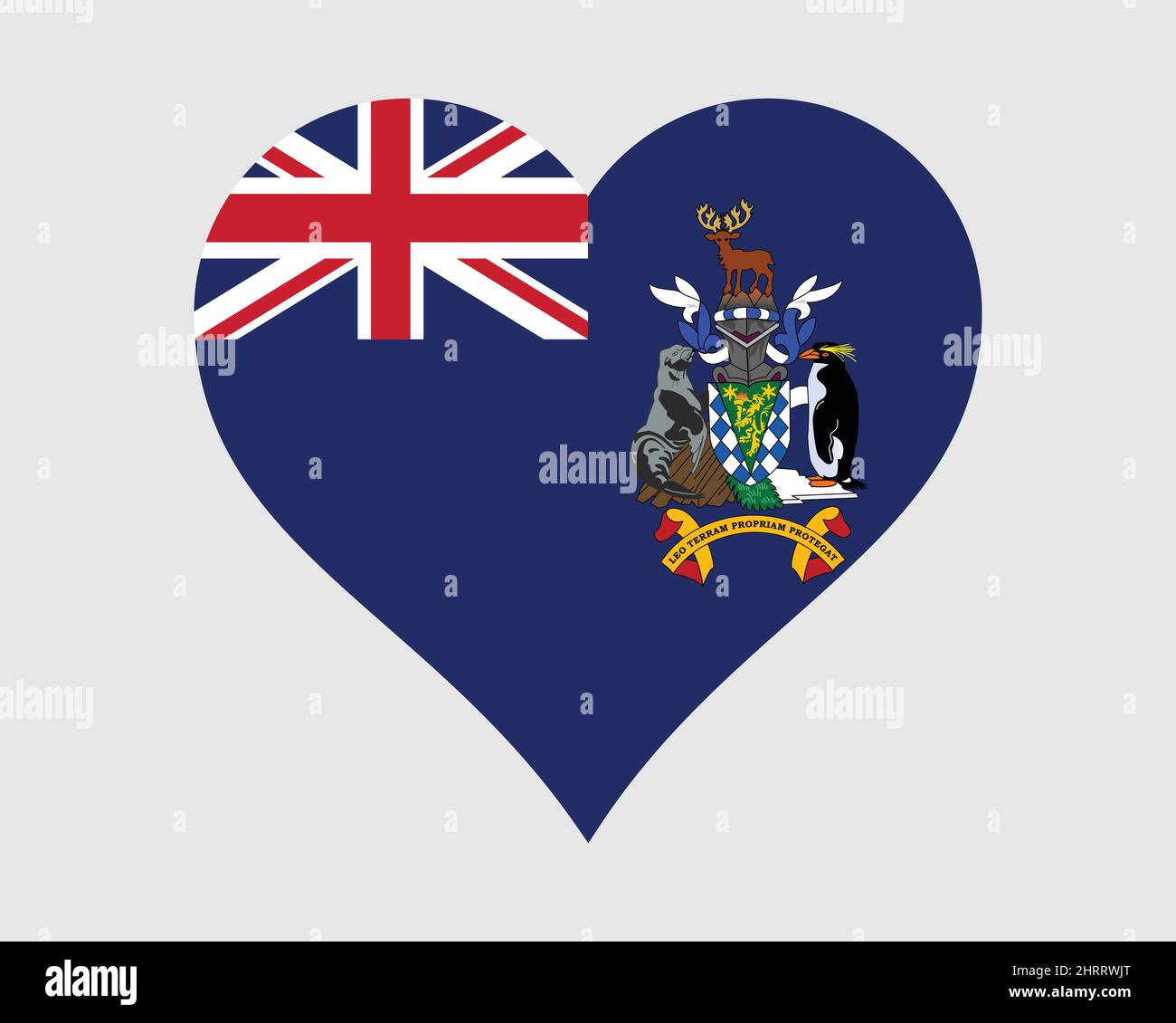 Drapeau de la Géorgie du Sud et des îles Sandwich du Sud. Indicateur de forme d'amour SGSSI. Icône de bannière du territoire britannique d'outre-mer symbole Clipart. Vecteur EPS Illustration de Vecteur