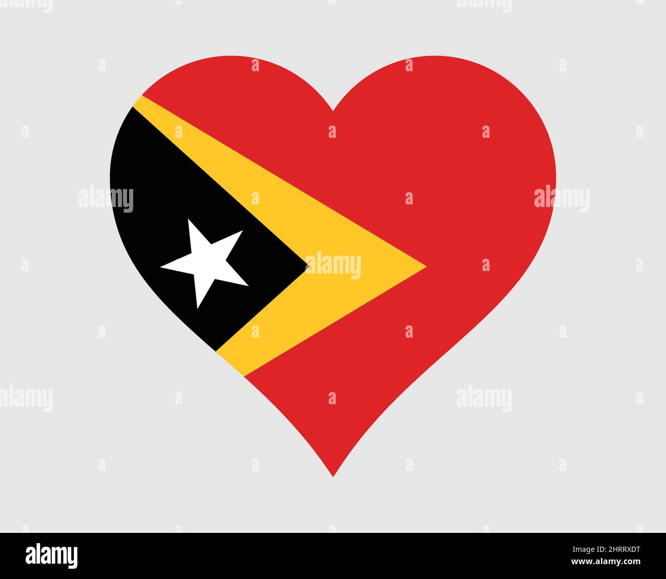 Drapeau cardiaque du Timor oriental. Drapeau national de la nation du pays de la forme d'amour du Timor Leste. République démocratique du Timor-Leste symbole de bannière symbole. Vecteur EPS Ill Illustration de Vecteur
