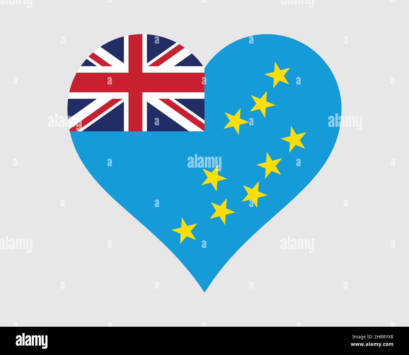 Drapeau cardiaque de Tuvalu. Drapeau national Tuvaluan Love Shape Country Nation. Symbole de symbole d'icône de bannière Tuvalu. Illustration du vecteur EPS. Illustration de Vecteur