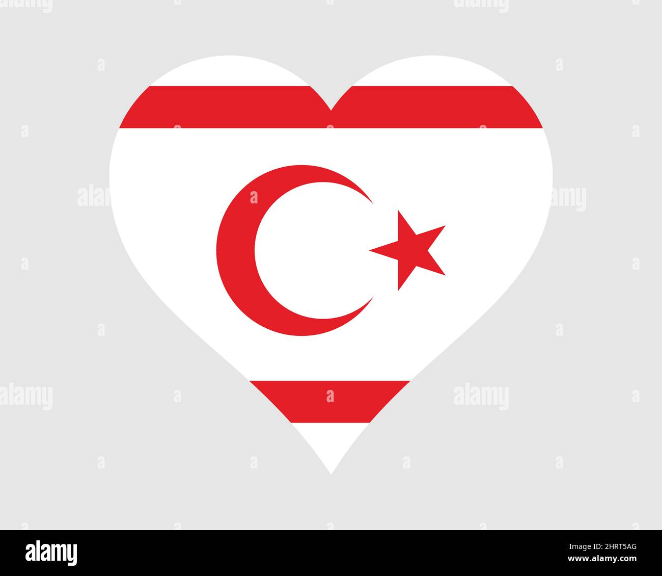 Drapeau cardiaque de Chypre du Nord. Drapeau national de la nation de pays de la forme de l'amour du turc chypriote. République turque de Chypre-Nord bannière icône symbole symbole. VEC. EPS Illustration de Vecteur