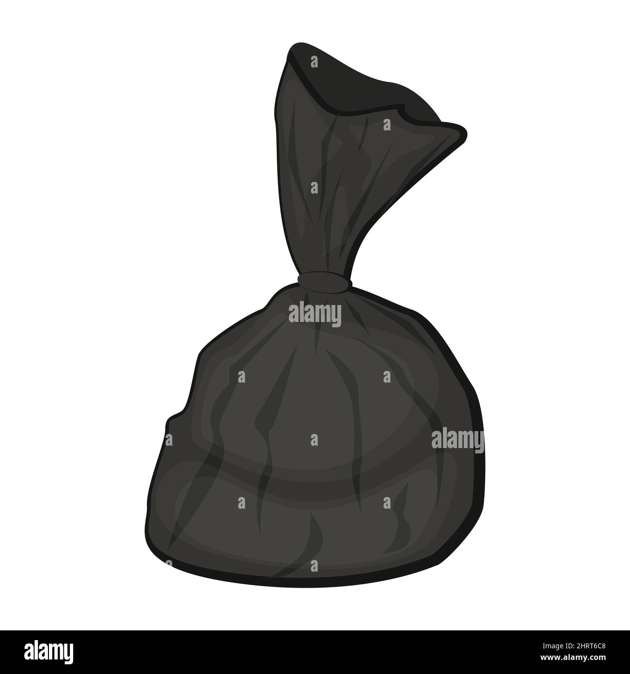 Illustration vectorielle de sac poubelle en plastique noir dans un style de dessin animé plat Illustration de Vecteur
