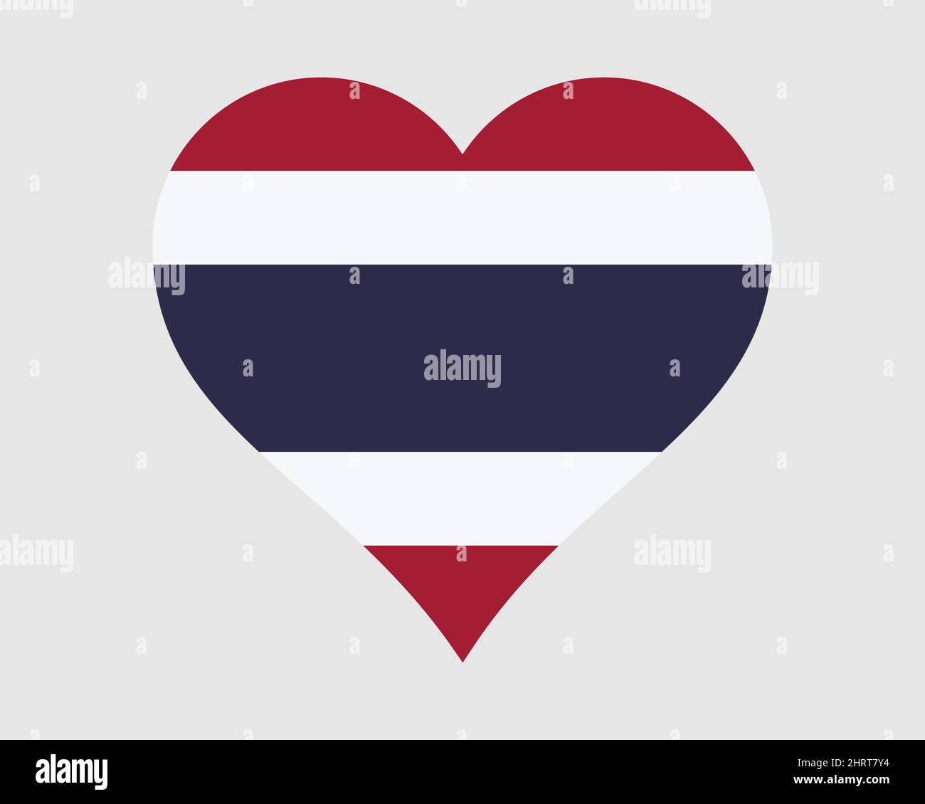 Drapeau de Thaïlande. Drapeau national Thai Love Shape Country Nation. Royaume de Thaïlande symbole de bannière. Illustration du vecteur EPS. Illustration de Vecteur