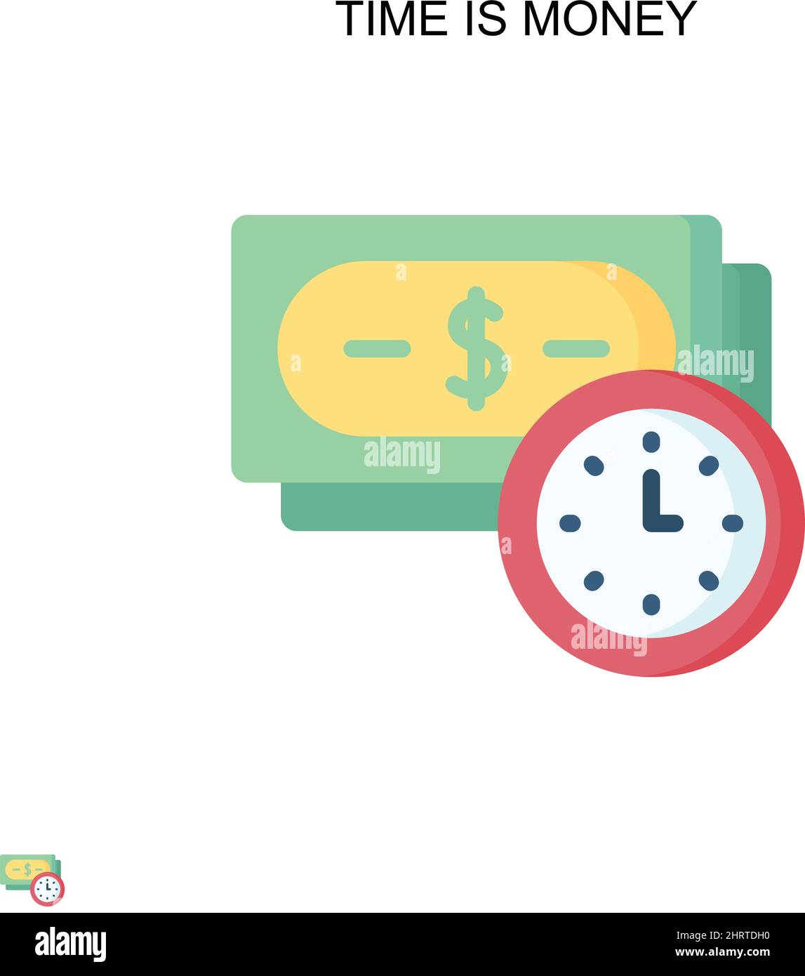 Le temps est l'argent simple icône de vecteur.Modèle de conception de symbole d'illustration pour élément d'interface utilisateur Web mobile. Illustration de Vecteur