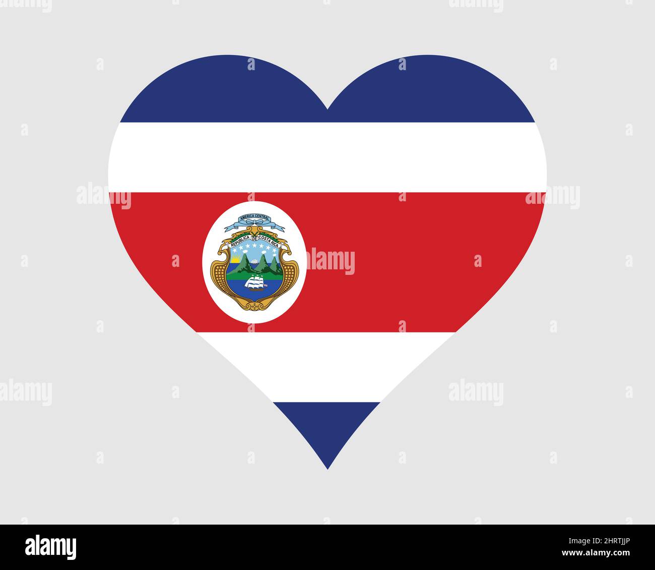 Drapeau du coeur du Costa Rica. Drapeau national de la nation du pays de la forme d'amour du Costa Rica. République du Costa Rica symbole de bannière. Illustration du vecteur EPS. Illustration de Vecteur