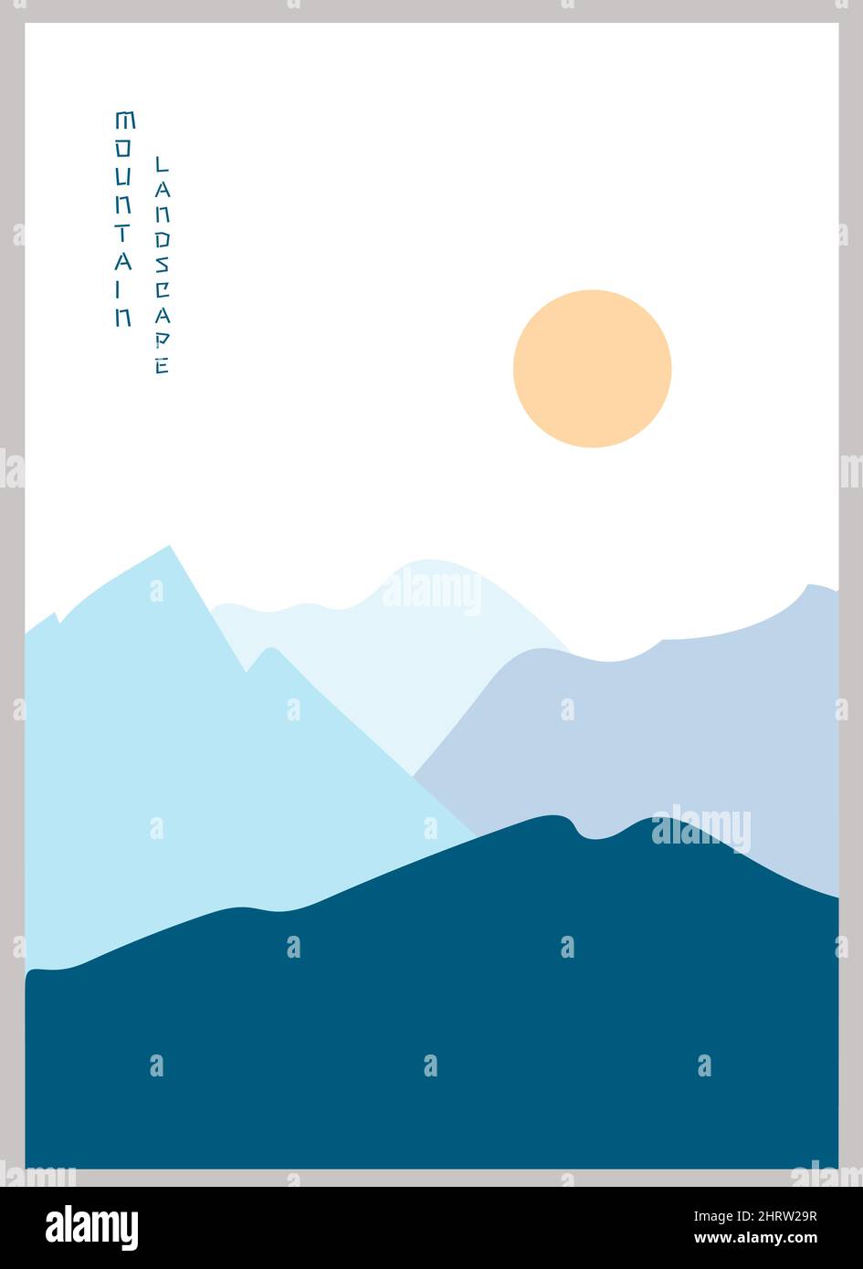 Poster abstrait paysage de montagne. Arrière-plan géométrique de style japonais asiatique. Illustration de Vecteur