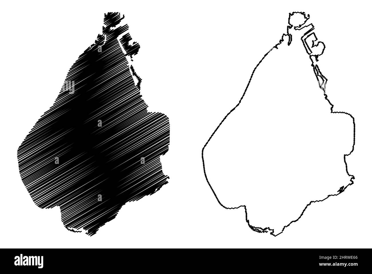 Illustration vectorielle de la carte de l'île d'Amager (Royaume du Danemark), esquisse griffée carte d'Amager Illustration de Vecteur