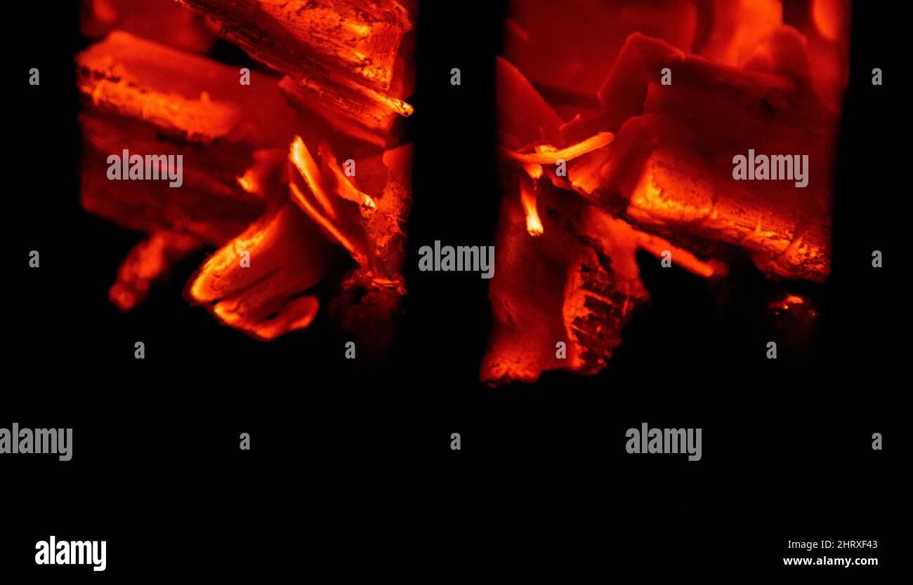 feu du gril en gros plan. flammes Banque D'Images