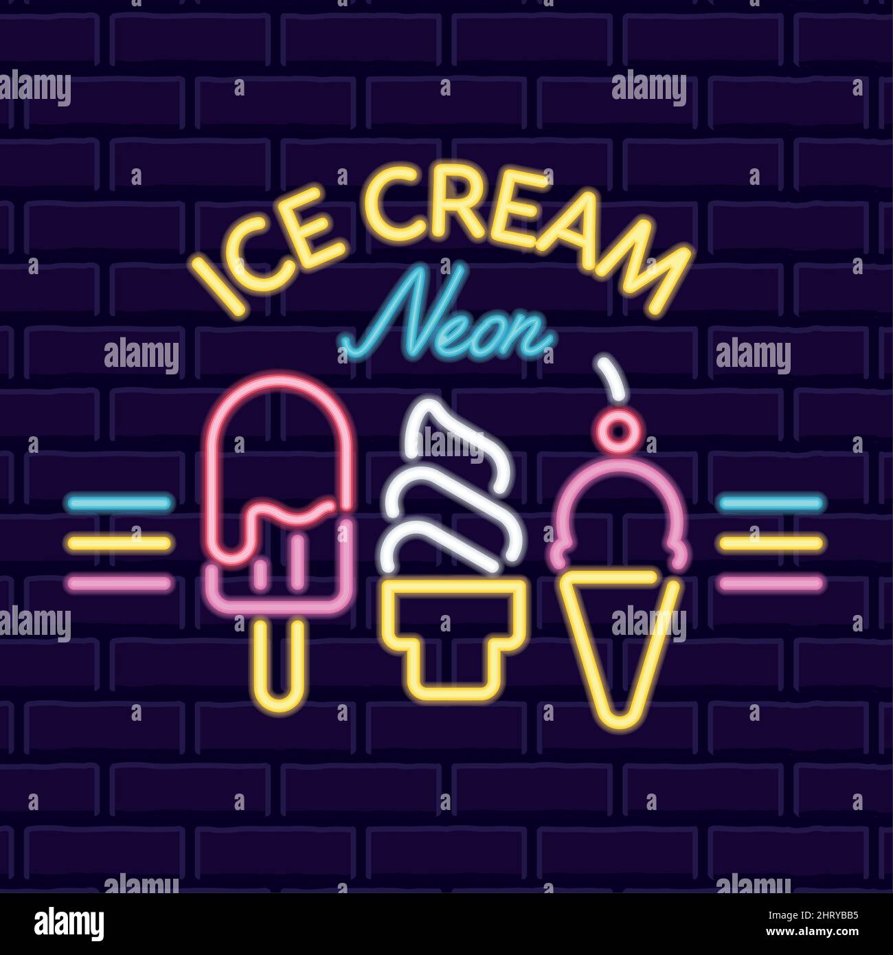 Affiche couleur néon crème glacée boutique panneau Vector Illustration de Vecteur