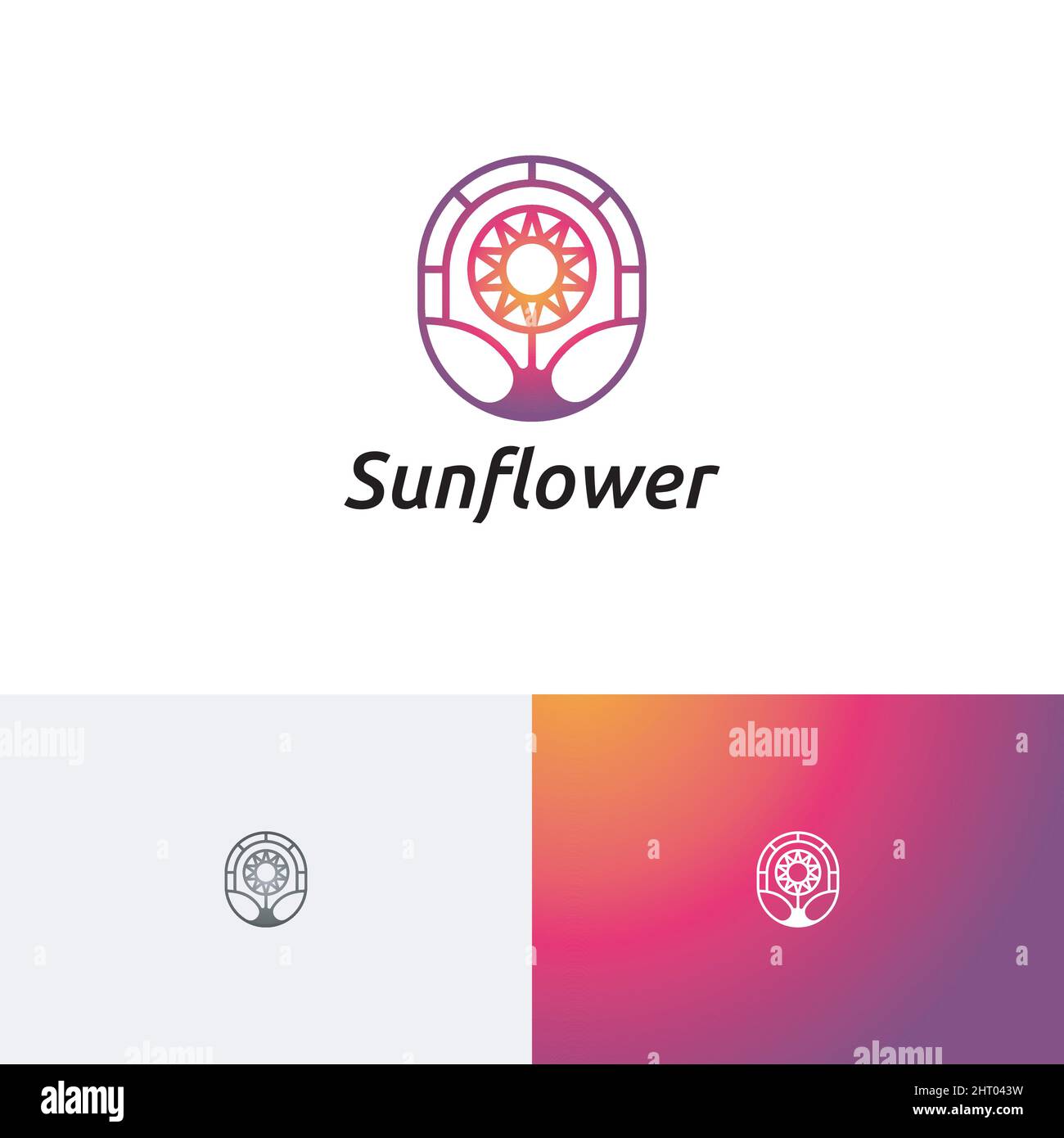 Windows Sunflower Sun Flower Floral Florist logo Template Illustration de Vecteur