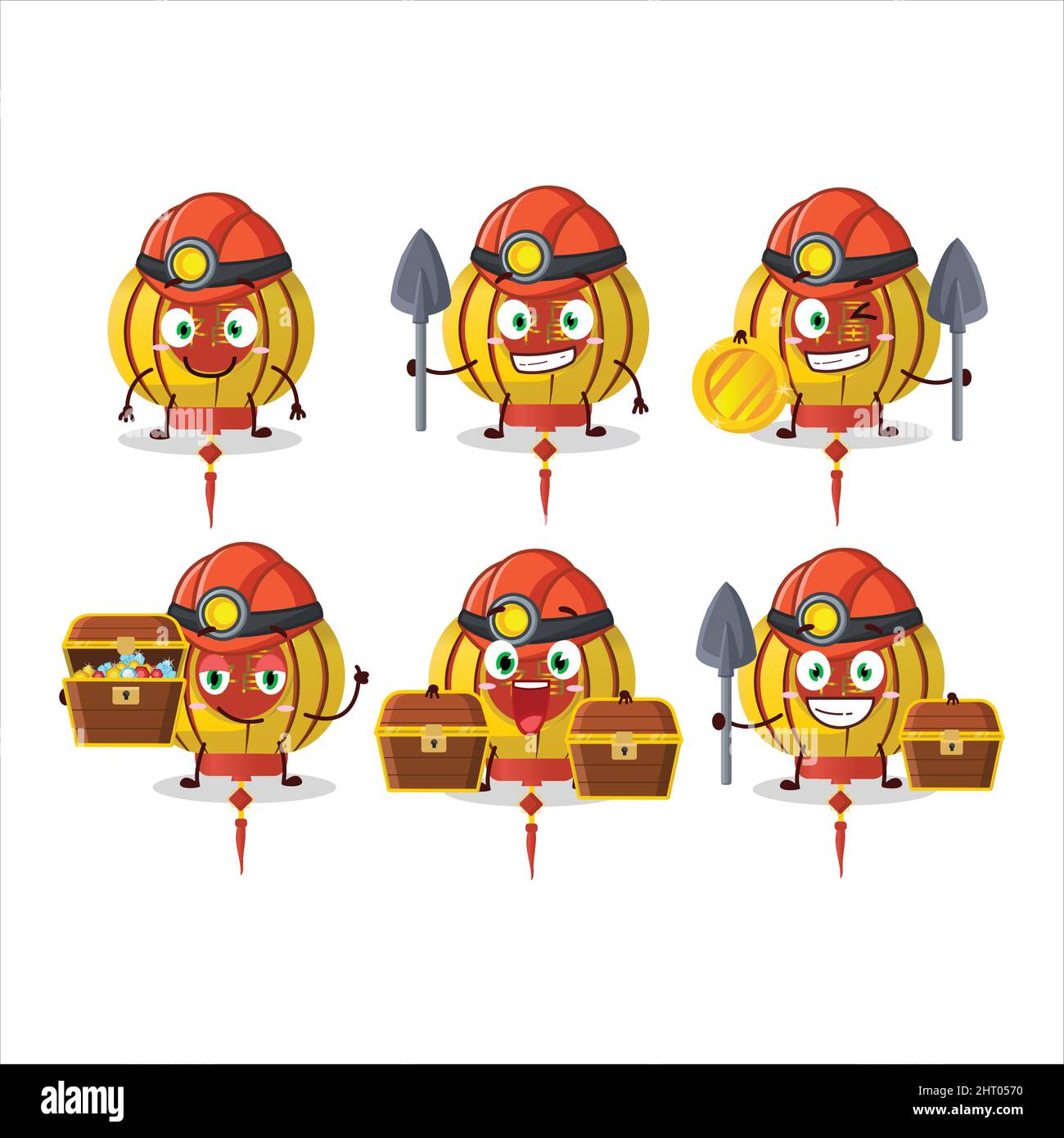 mineurs jaune lampe chinoise adorable personnage de mascotte portant un casque. Illustration vectorielle Illustration de Vecteur