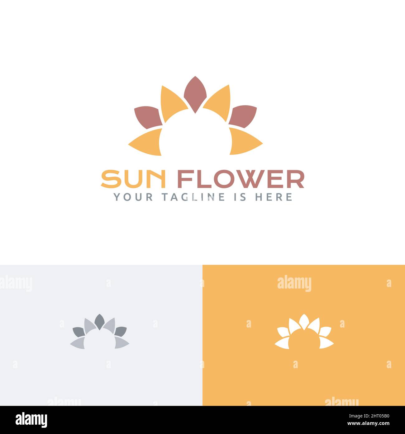 Modèle de logo de fleuriste à fleurs de soleil brillant Illustration de Vecteur