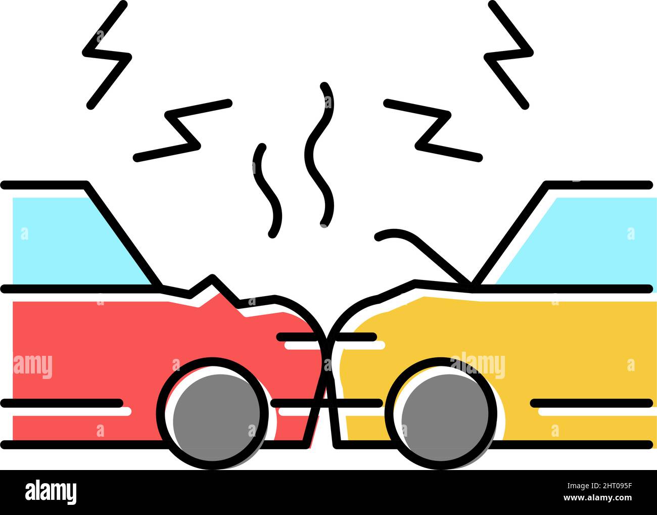 illustration vectorielle d'icône de couleur d'accident de voiture Illustration de Vecteur