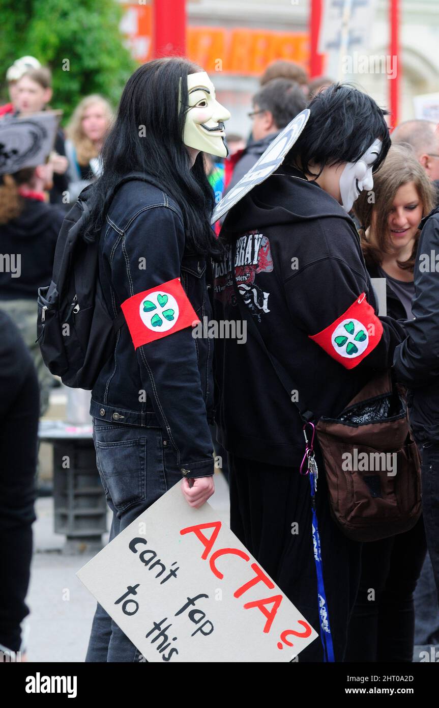 Vienne, Autriche. 09 juin 2012. Manifestation contre l'ACTA (Accord commercial anti-contrefaçon) à Vienne Banque D'Images