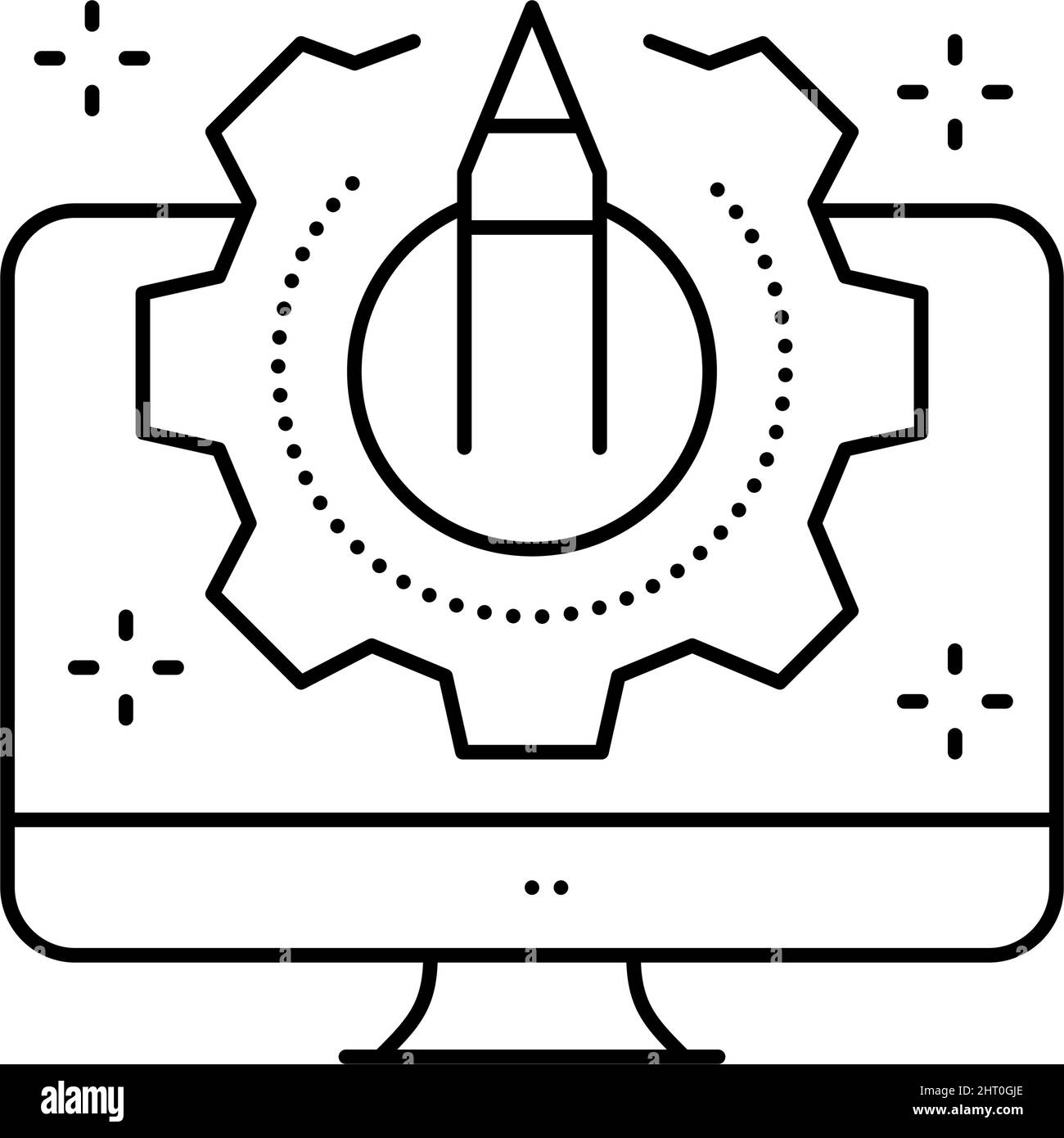 illustration vectorielle de l'icône de la ligne ugc du processus de créativité Illustration de Vecteur