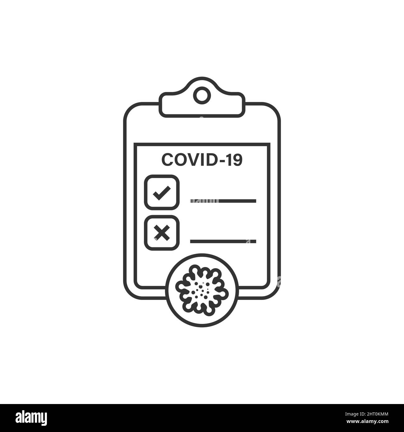 Icône de test du coronavirus de style plat. Illustration du vecteur Covid-19 sur un arrière-plan isolé.Concept commercial du signe de diagnostic médical. Illustration de Vecteur