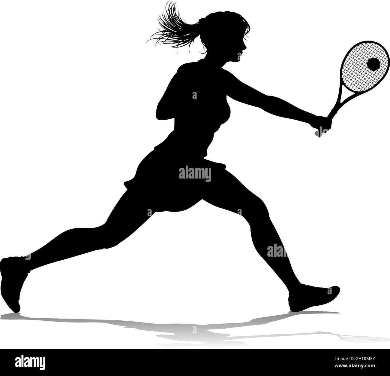 Tennis Silhouette Sport Player Femme Illustration de Vecteur