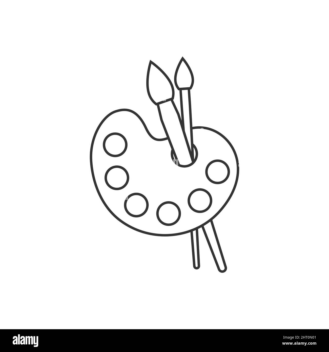 Palette d'artistes dans un style plat.Illustration vectorielle des outils du peintre sur un arrière-plan isolé.Concept commercial de la signature de l'équipement de dessin. Illustration de Vecteur