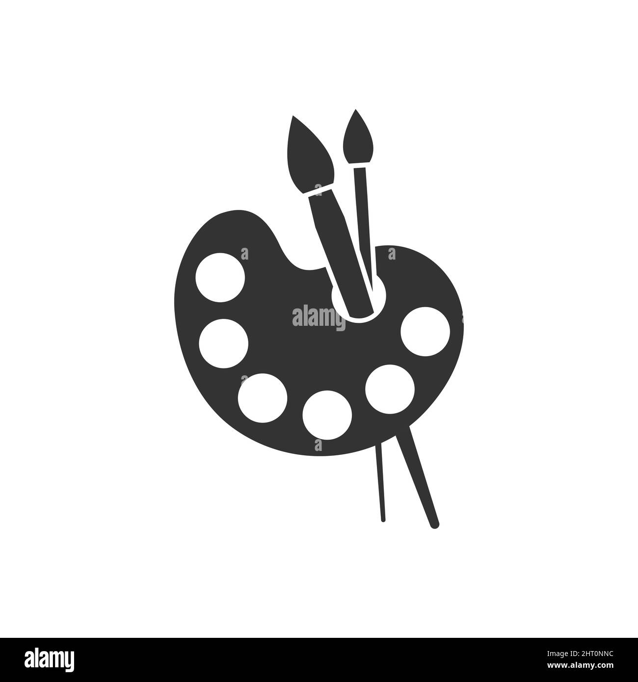 Palette d'artistes dans un style plat.Illustration vectorielle des outils du peintre sur un arrière-plan isolé.Concept commercial de la signature de l'équipement de dessin. Illustration de Vecteur
