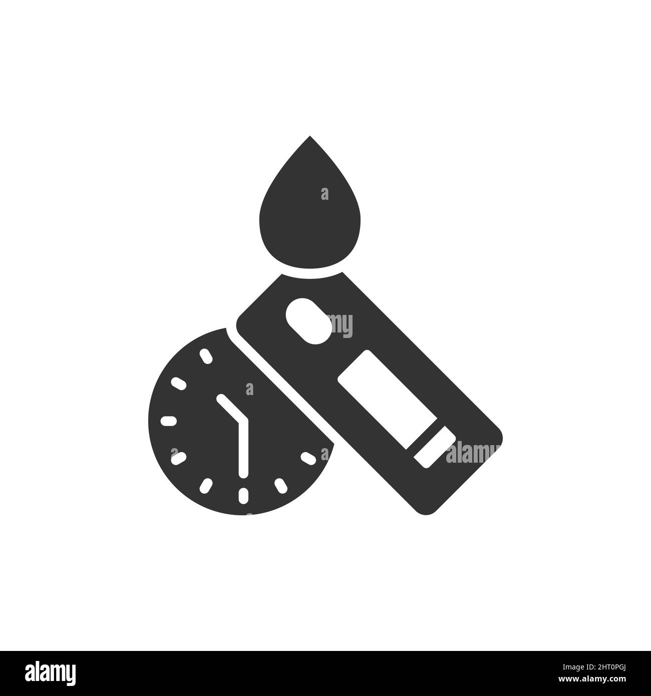 Icône de test rapide du coronavirus de style plat. Illustration du vecteur Covid-19 sur fond isolé.Concept commercial du signe de diagnostic médical. Illustration de Vecteur