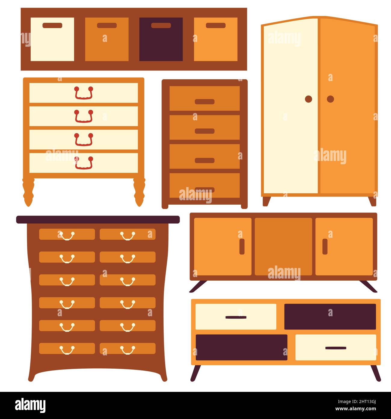 Mobilier moderne, collection d'armoires, design intrigant, illustration vectorielle Illustration de Vecteur