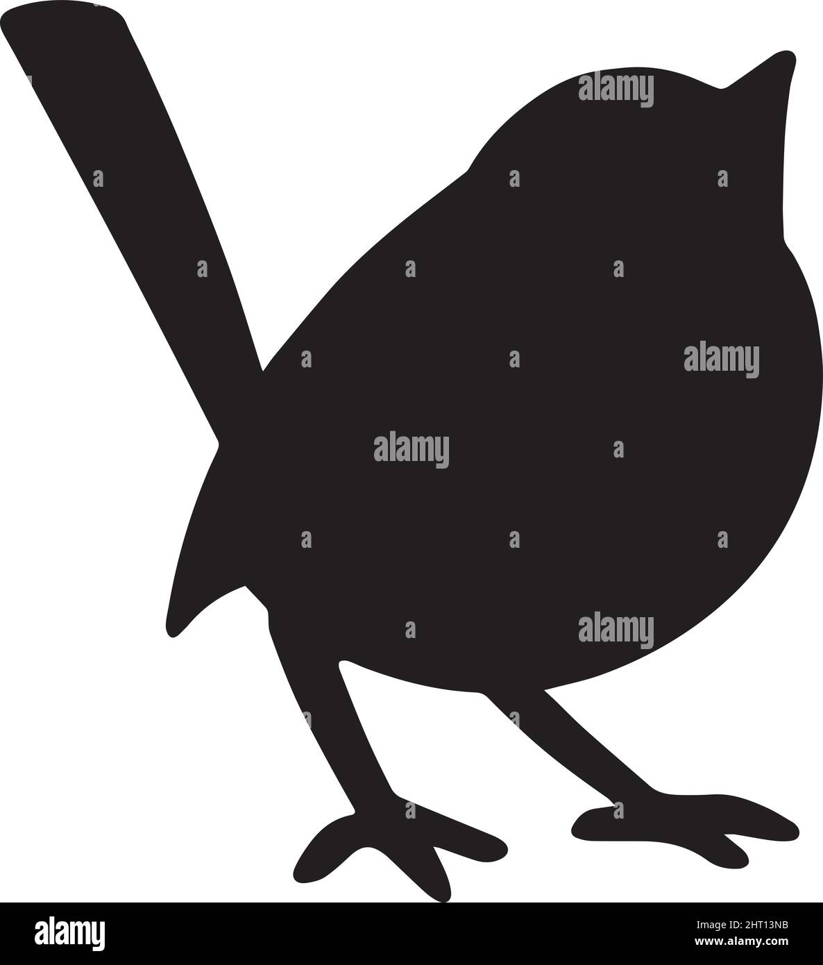 Silhouette d'un wren (troglodytes troglodytes), wren eurasien en noir avec fond transparent Illustration de Vecteur