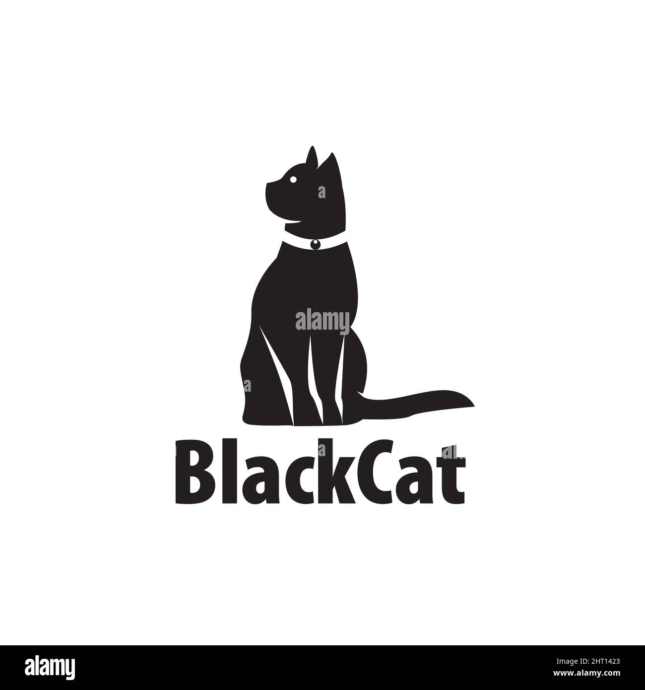 Face au logo animal de compagnie de chat noir, modèle de dessin d'illustration vectorielle Illustration de Vecteur