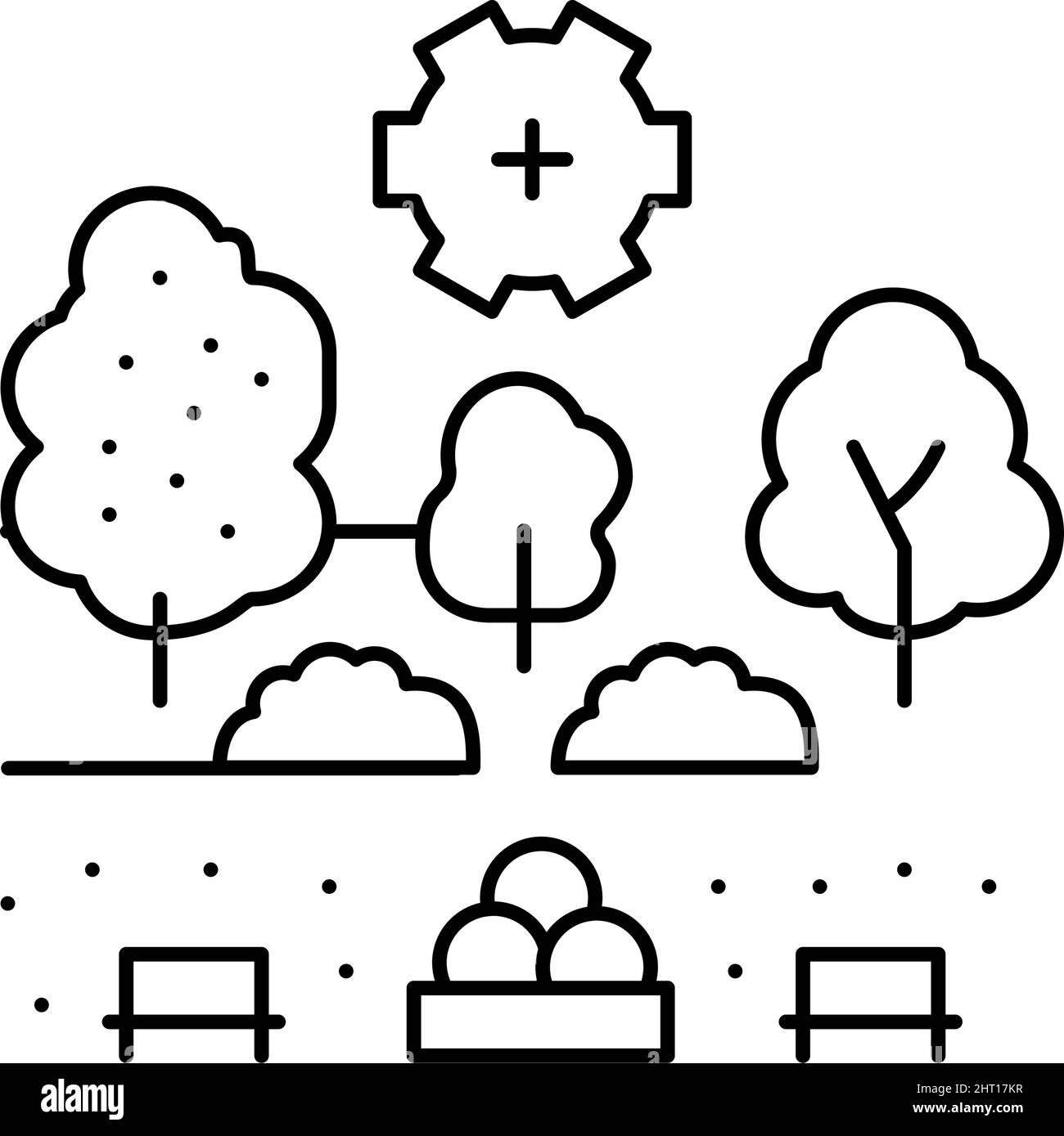 illustration vectorielle de l'icône de la ligne de services de développement paysager Illustration de Vecteur