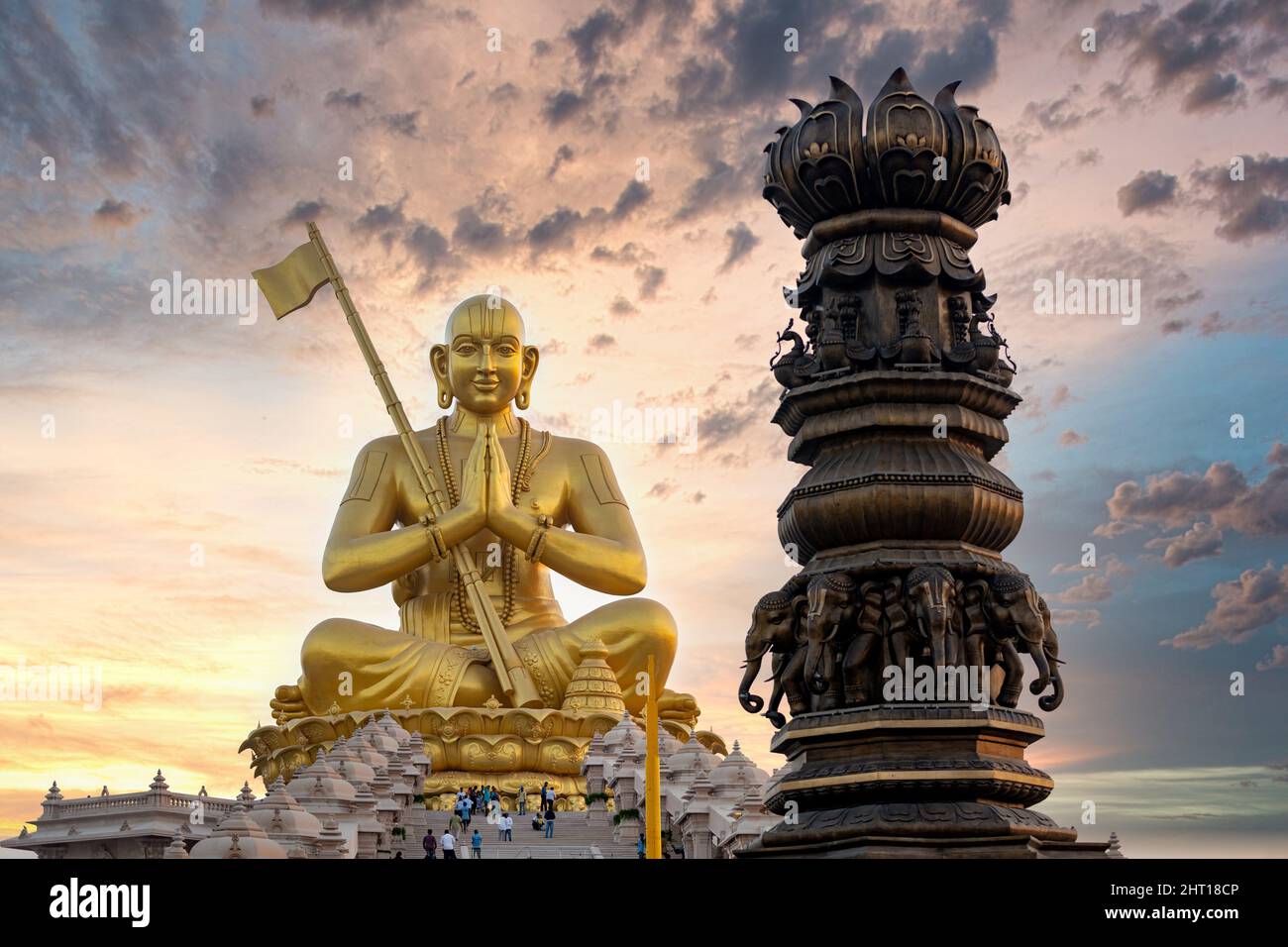Statue de Ramanuja, statue de l'égalité, Muchintal, Hyderabad, Telengana, Inde. Banque D'Images