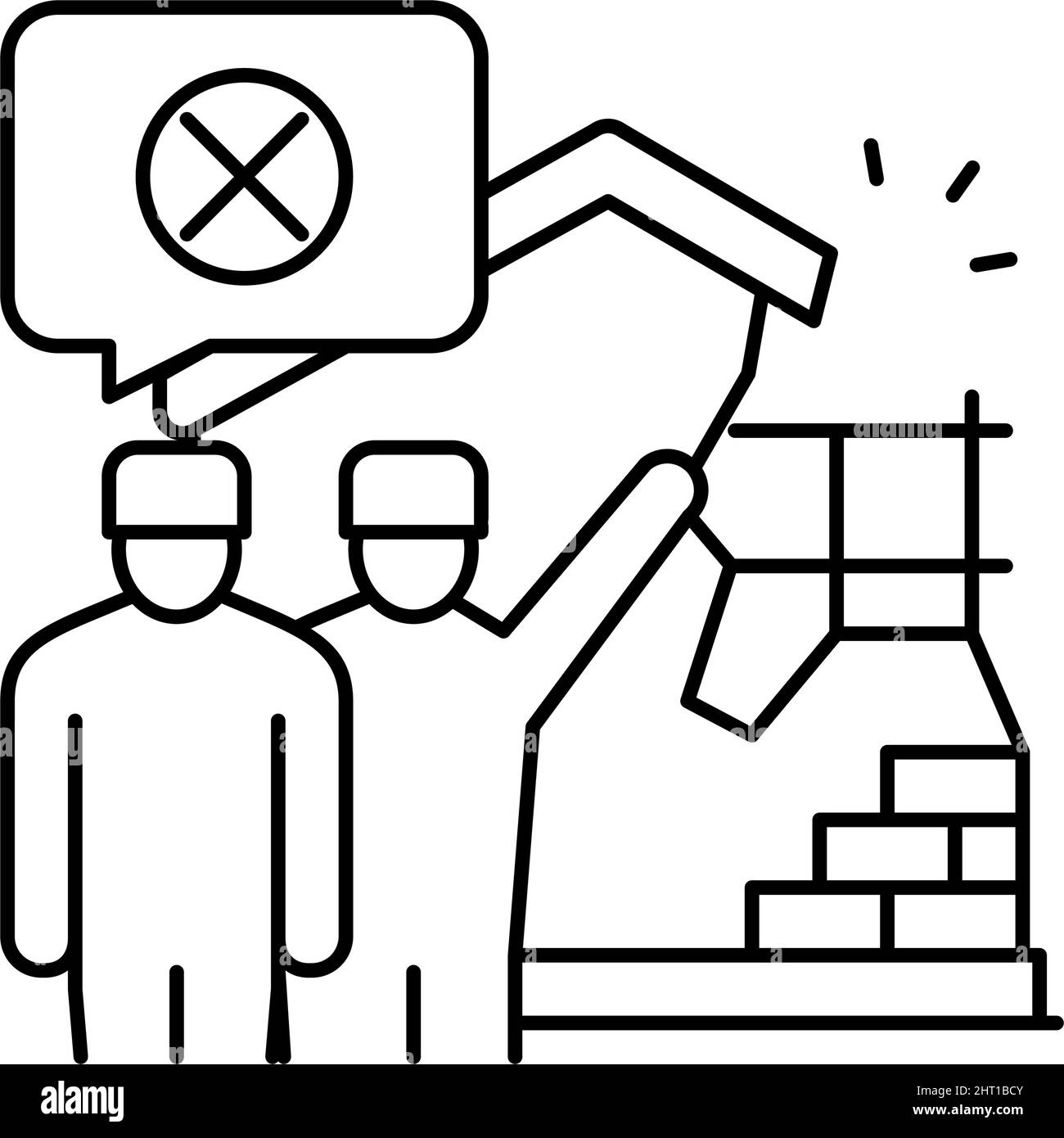 illustration vectorielle de l'icône de la ligne de lignes de sortie de bande de construction Illustration de Vecteur