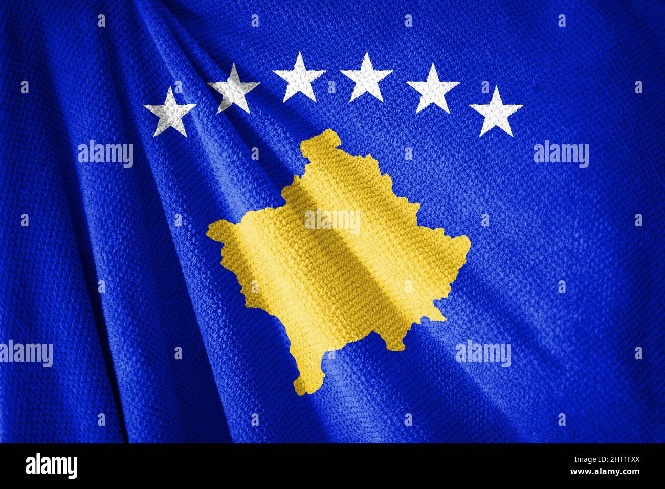 Drapeau du Kosovo sur l'illustration de la surface de la serviette avec, symbole du pays Banque D'Images