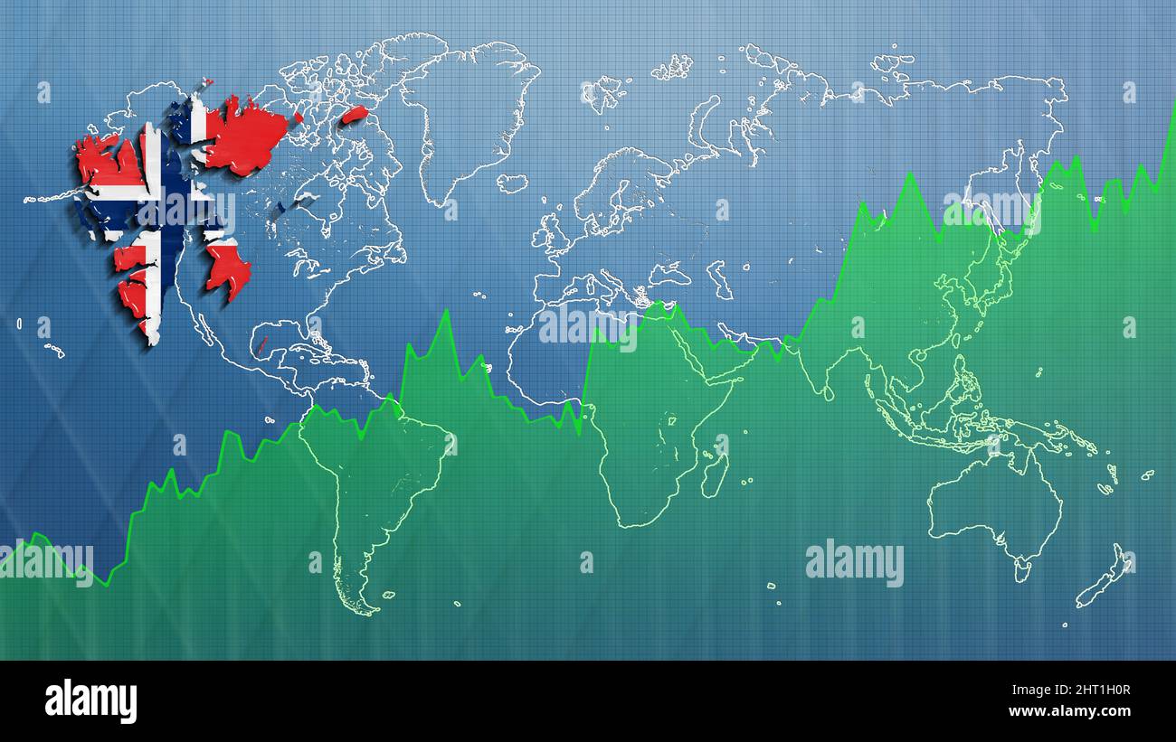 Carte de Svalbard et Jan Mayen, succès financier, croissance économique Banque D'Images