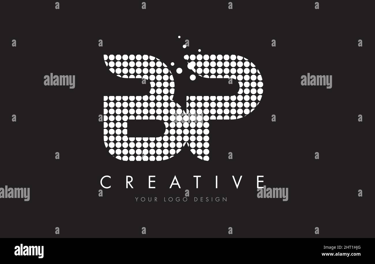 Logo lettre BP B P Dots avec cercles bulles magenta blanc et Swoosh Illustration de Vecteur