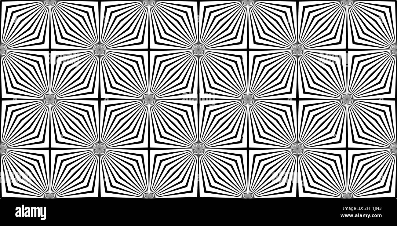 motif sans couture avec rayures noires blanches. Texture géométrique avec rayures diagonales en forme de croix. Effet illusion optique, style pop art Illustration de Vecteur
