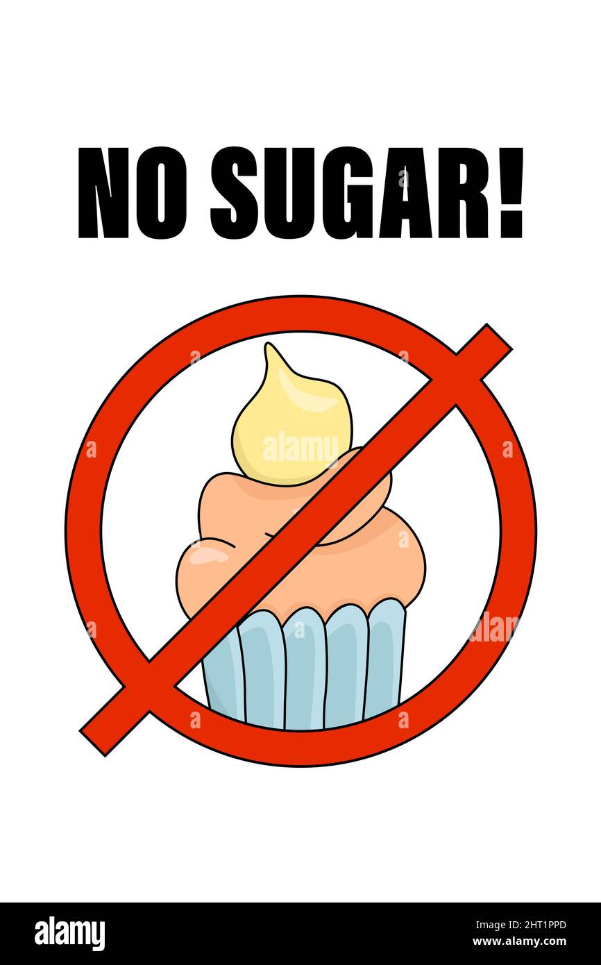 bannière pas de sucre, régime, icône être santé Illustration de Vecteur