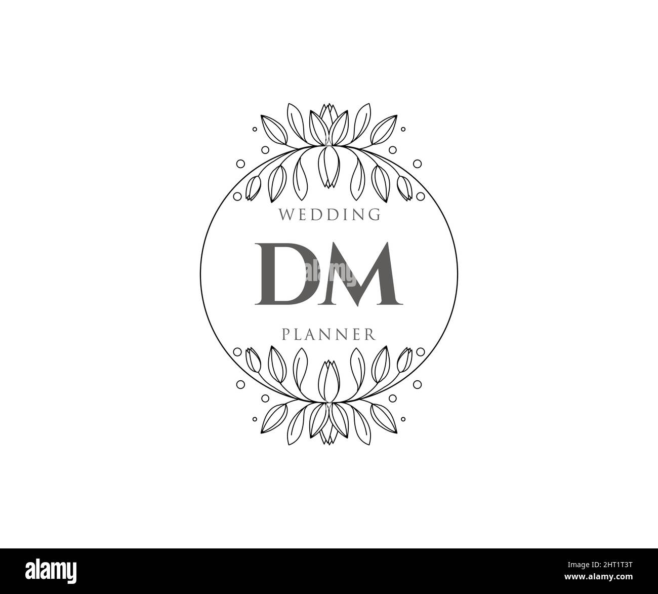 DM lettre initiale mariage monogramme collection de logos, dessin à la main moderne minimaliste et modèles floraux pour cartes d'invitation, Save the Date, élégant Illustration de Vecteur