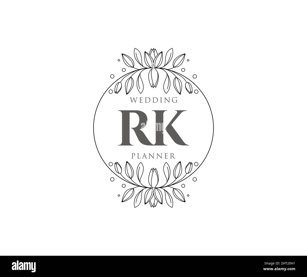 RK initiales lettre mariage monogramme logos collection, dessin à la main moderne minimaliste et modèles floraux pour cartes d'invitation, Save the Date, élégant Illustration de Vecteur