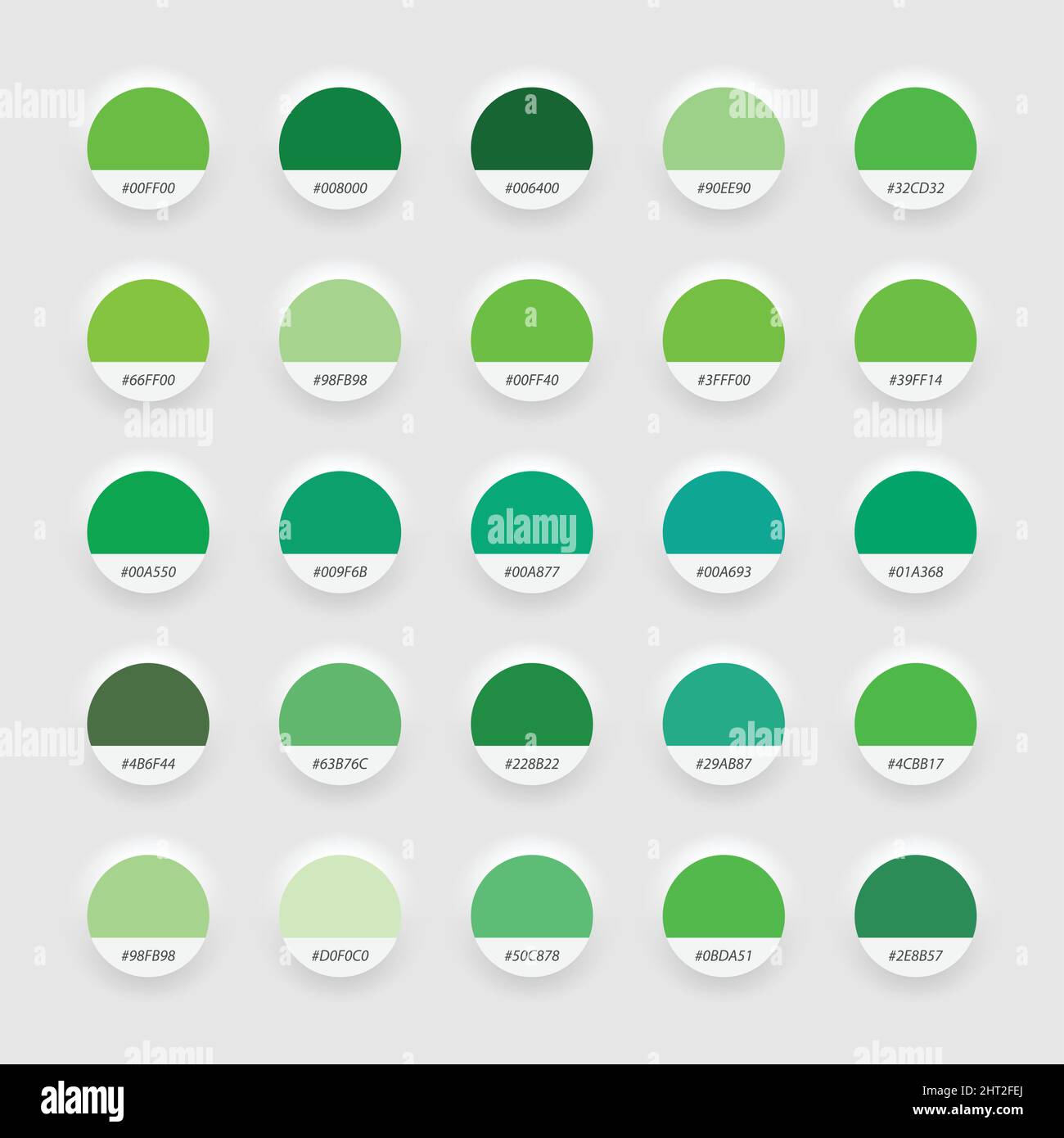 Nuances de la palette de couleurs de nuance verte. Design de style  néomorphisme Image Vectorielle Stock - Alamy