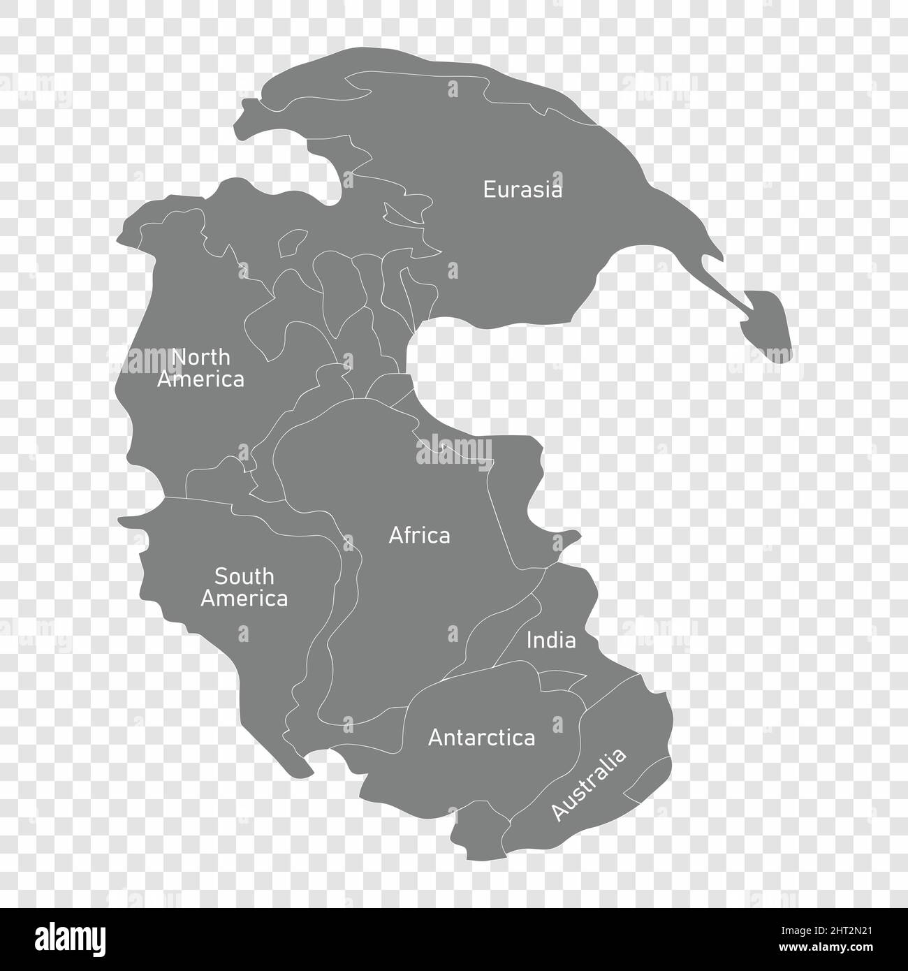 Carte de Pangée ou Pangea avec frontières des continents Illustration de Vecteur
