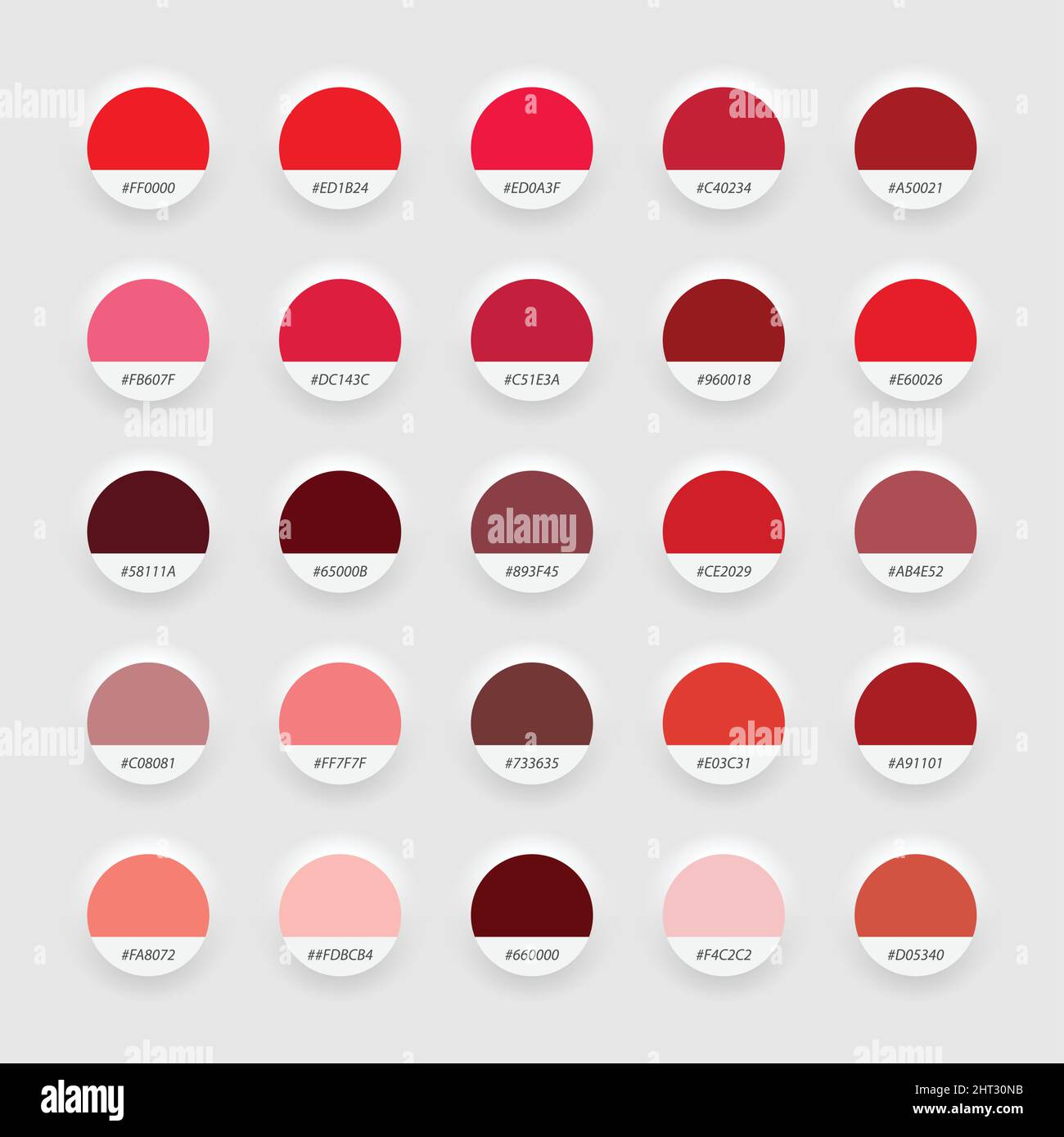 Nuances de la palette de couleurs des nuances rouges. Design de style  néomorphisme Image Vectorielle Stock - Alamy