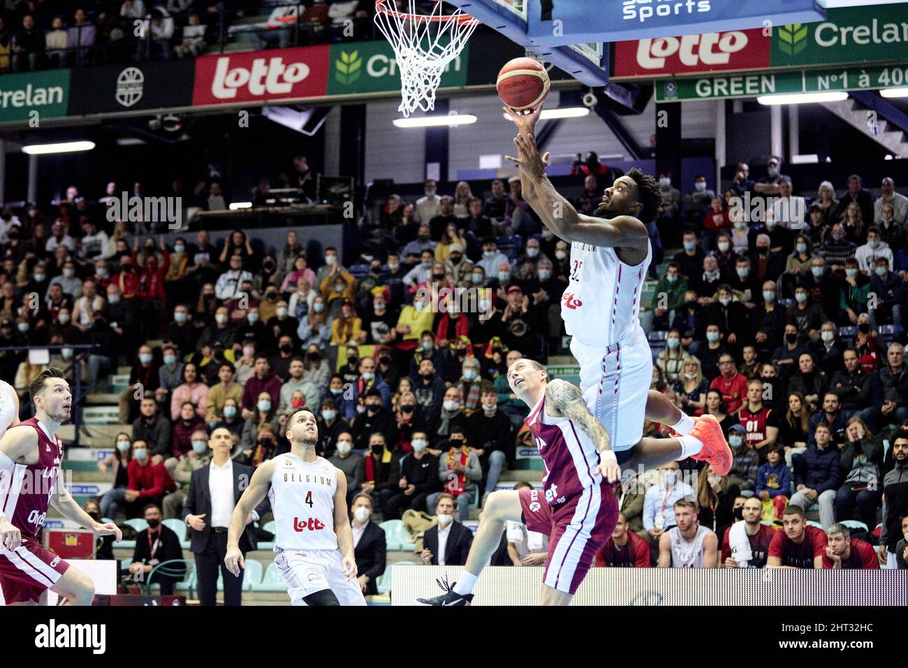 Retin OBASOHAN (32) de Belgique lors de la coupe du monde 2023 de la FIBA, qualifications européennes, 1st Round Group A Basketball match entre la Belgique et la Lettonie le 25 février 2022 au Mons Arena à Mons, Belgique - photo: Ann-dee Lamour/DPPI/LiveMedia Banque D'Images