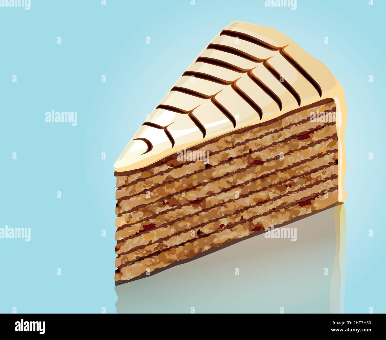 Illustration du célèbre gâteau autrichien hongrois esterhazy sur fond bleu, illustration vectorielle Illustration de Vecteur
