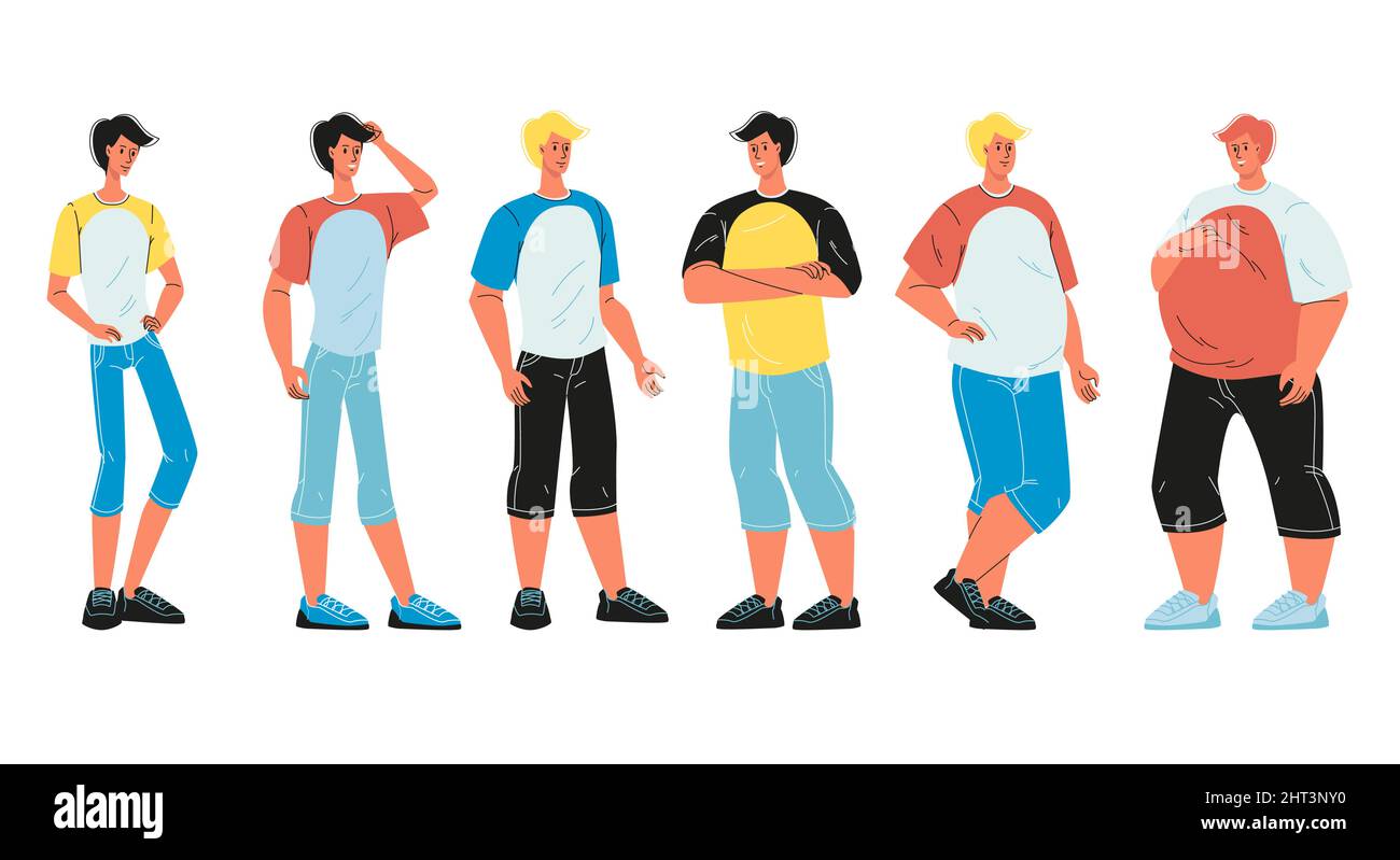 Ensemble de formes de corps mâles isolé sur fond blanc Illustration de Vecteur