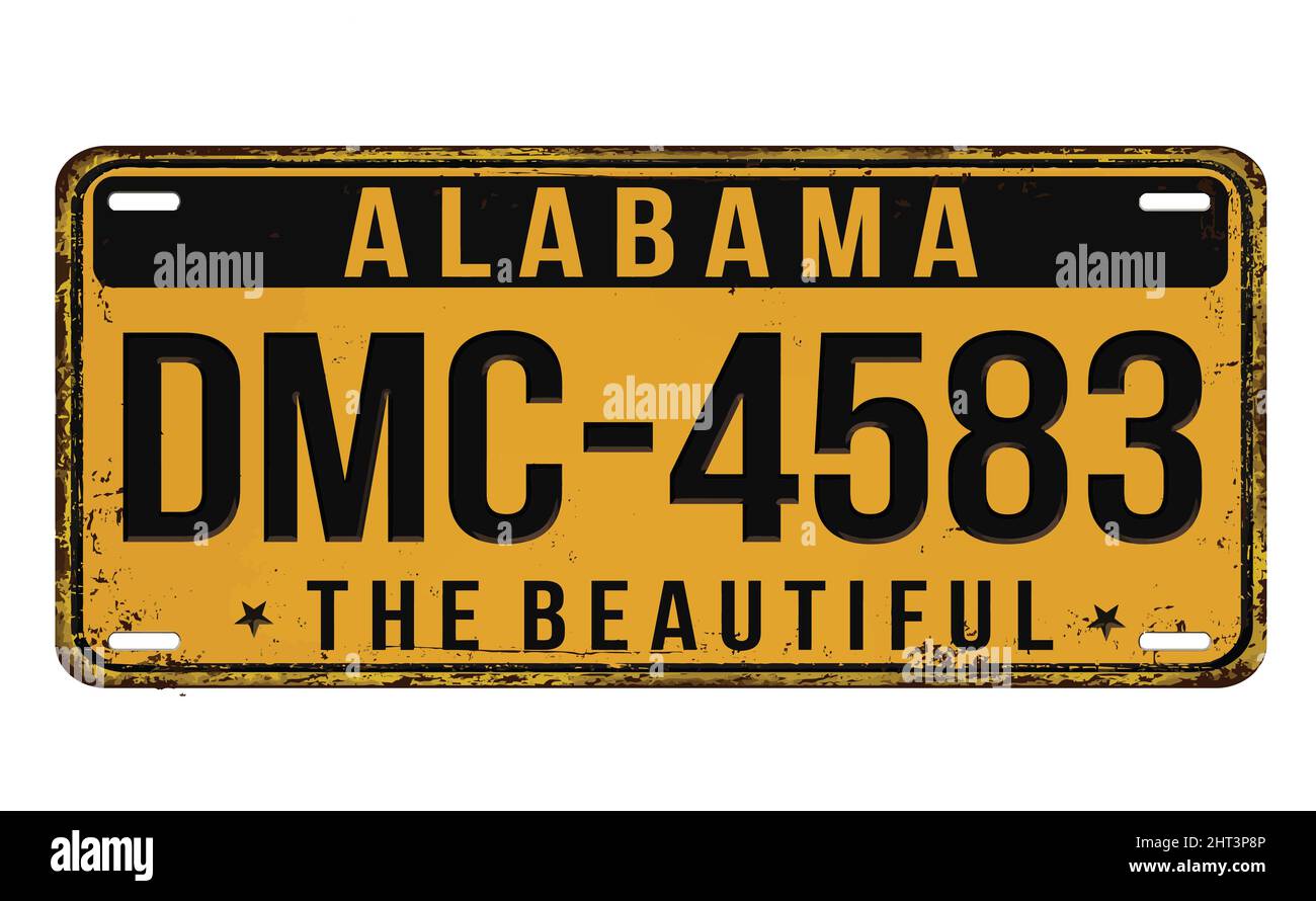 Une imitation de plaque d'immatriculation d'Alabama vintage avec le texte le beau écrit sur elle, illustration vectorielle Illustration de Vecteur
