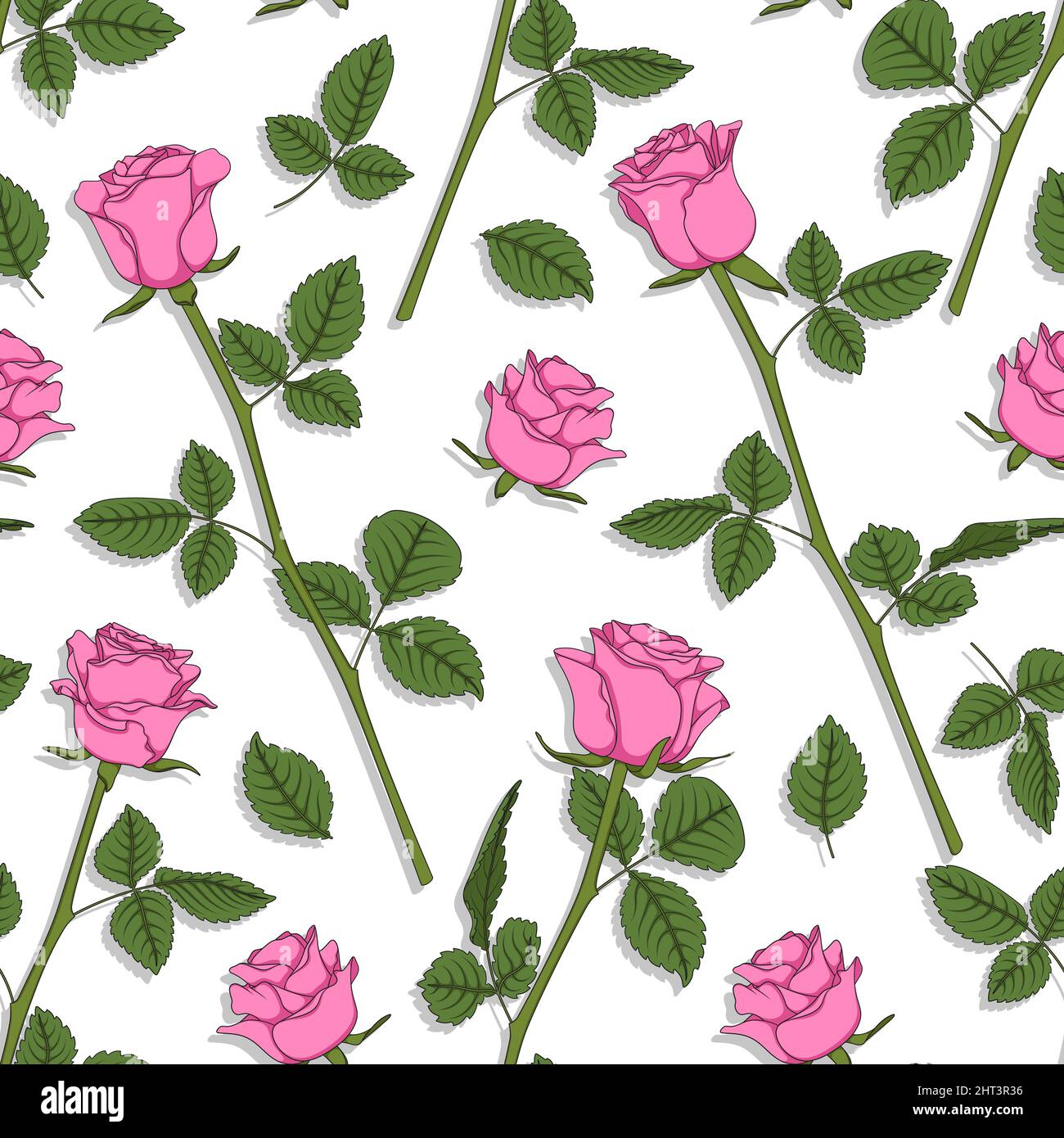 Motif sans couture avec roses roses roses. Fond floral de couleur vectorielle. Illustration de Vecteur