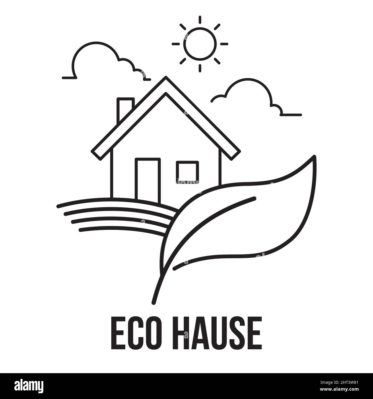 Icône ECO House. Leaf et Green House. Élément de conception de l'immobilier. Illustration de Vecteur