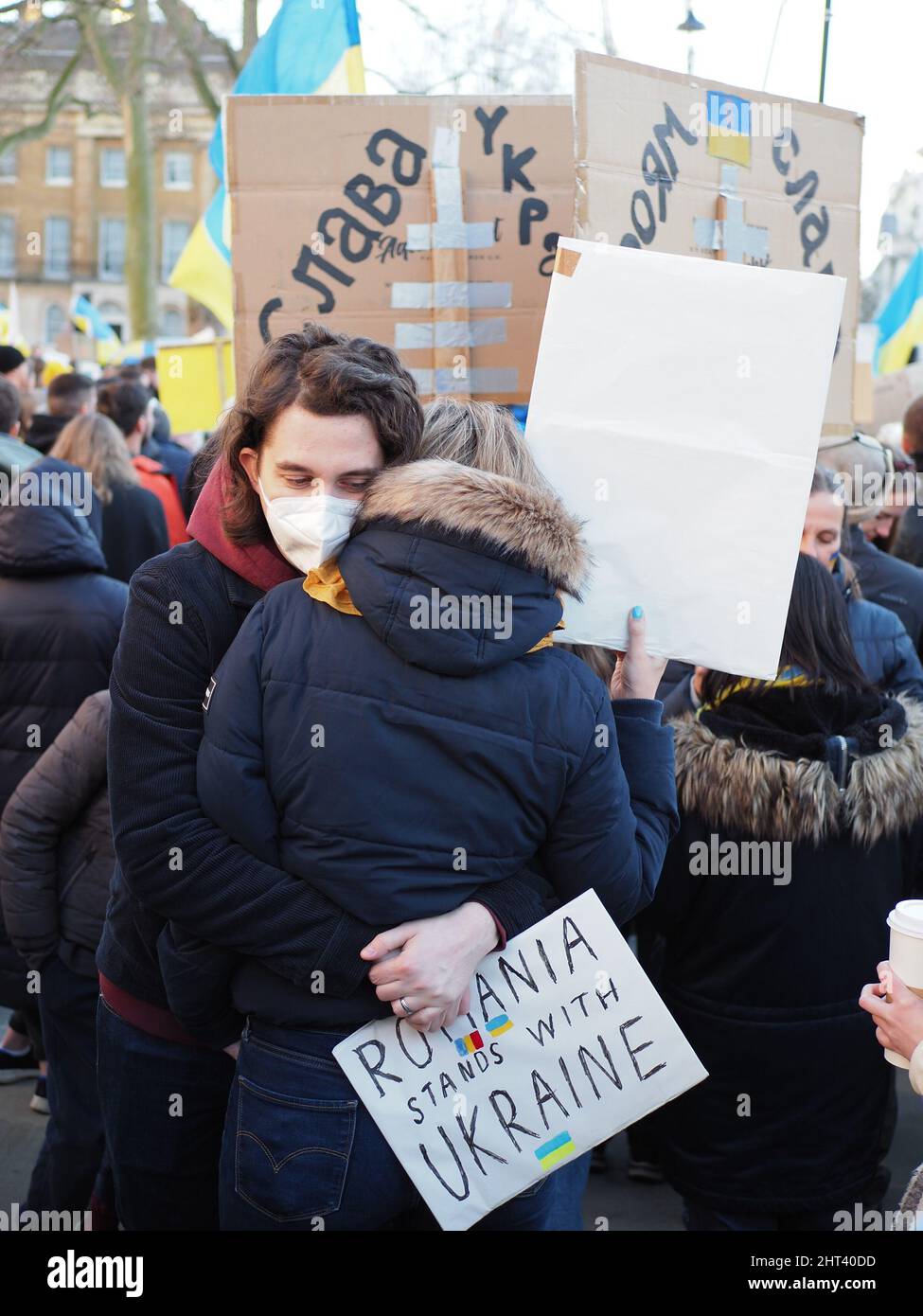 Londres.26th février 2022. C'est le 3rd jour de l'attaque de la Russie contre L'UKRAINE. Grand soutien des Londoniens pour L'UKRAINE ... avec des slogans 'STOP THE WAR', Banque D'Images