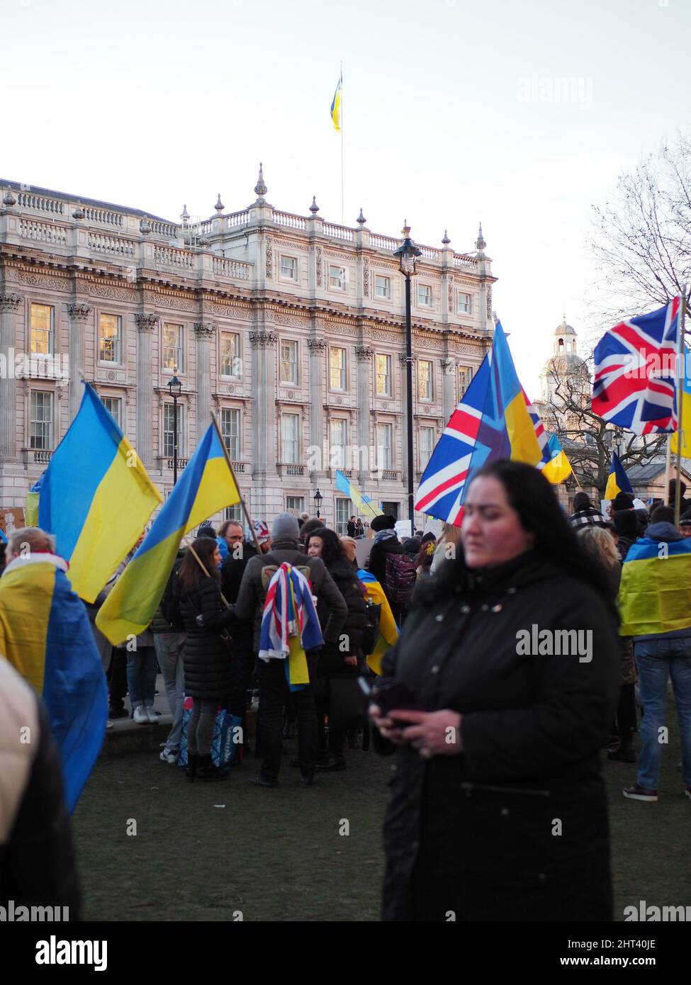 Londres.26th février 2022. C'est le 3rd jour de l'attaque de la Russie contre L'UKRAINE. Grand soutien des Londoniens pour L'UKRAINE ... avec des slogans 'STOP THE WAR', Banque D'Images