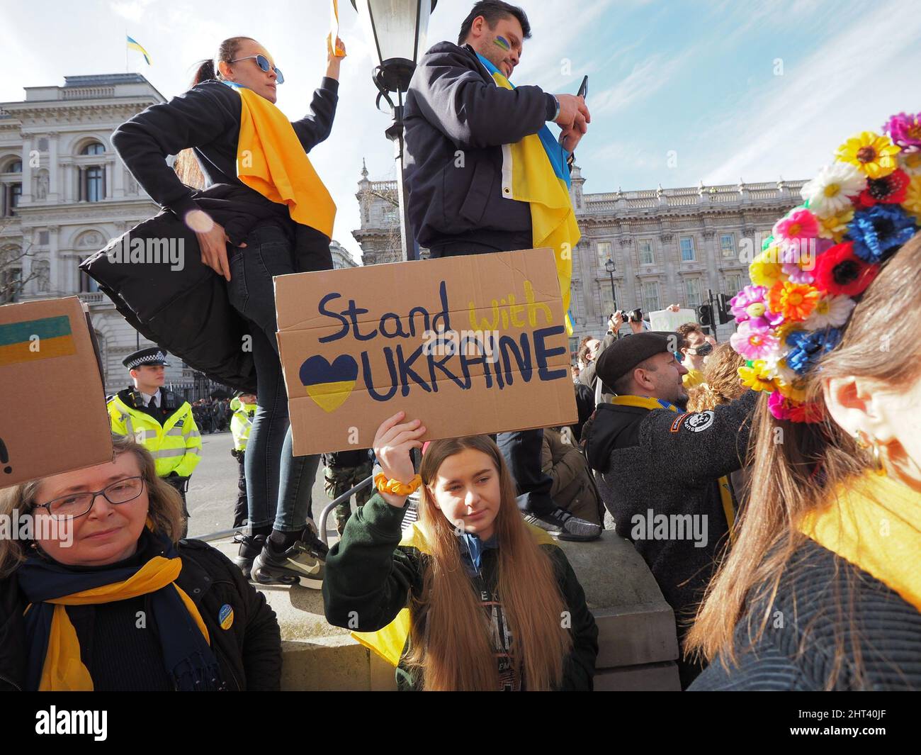 Londres.26th février 2022. C'est le 3rd jour de l'attaque de la Russie contre L'UKRAINE. Grand soutien des Londoniens pour L'UKRAINE ... avec des slogans 'STOP THE WAR', Banque D'Images