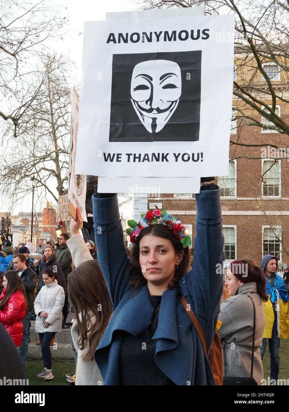Londres.26th février 2022. C'est le 3rd jour de l'attaque de la Russie contre L'UKRAINE. Grand soutien des Londoniens pour L'UKRAINE ... avec des slogans 'STOP THE WAR', Banque D'Images